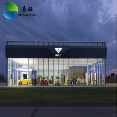 Prefabrik Araba Showroom'u ve Deposu Yüksek Kaliteli Çelik Yapı Sergi Salonu Sürgülü / Katlanır Kapı ile