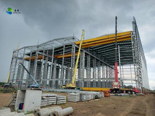 Cam Yün Sandviç Paneli Çelik Yapı Depo Yüksek su geçirmez tasarımı ile Özel Rüzgar Yükü Standartları için Yapılmış