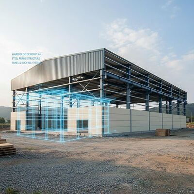 Deprem Direnci Sınıfı 8 Galvanizli Yüzey Tedavisi ve Rüzgar Yükü ile Çelik Yapı Depo 0,35 kN/m2