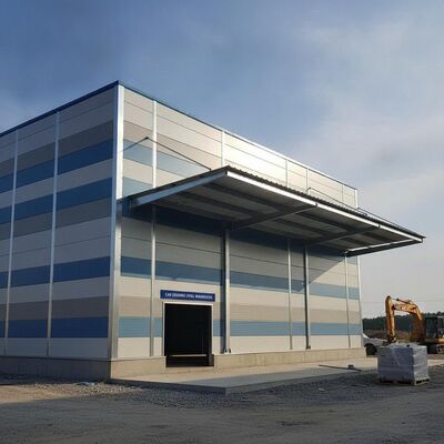 50-200mm Arasında Sandviç Panel Kalınlığı ve İnşaat İçin Yapılmış Kanopi Çerçeveli Çift Sac Sunan CAD Tasarımlı Çelik Yapı Deposu