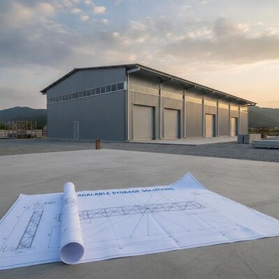 Alıcı çizim planı beton temelli metal yapı depo tasarlanmış ve ölçeklenebilir depolama çözümleri türü